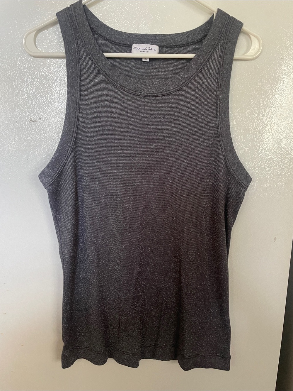 Michael Stars XL Cotton Nylon Blend Shimmery Gray Tank Blouse Versatile Style